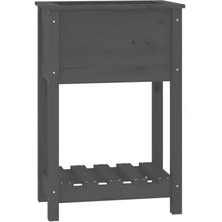 vidaXL Pflanzkübel mit Ablage Grau 54x34,5x81 cm Massivholz Kiefer - Grau