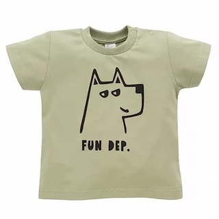 Pinokio Tshirt Olivier, 95% Cotton 5% Elastane, Olive Green with Dog Print, Boys 74-122 (80)