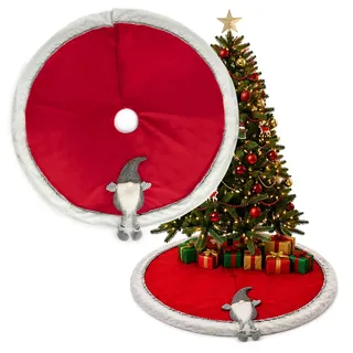 com-Four® Premium Weihnachtsbaumdecke zum Schutz vor Tannennadeln – runde Weihnachtsbaumdecke für den Weihnachtsbaum – Unterlage mit Weihnachtswichteln