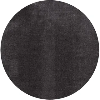 Mia's Teppiche Olivia Wohnzimmer/Schlafzimmer Teppich - waschbar - 120 cm Rund, Dunkelgrau