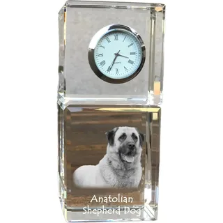 Anatolischer Hirtenhund - Kristalluhr mit Foto, Hundebild im Kristall, personalisierte Schreibtischuhr von Art-Dog.