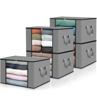 edihome edihome, Aufbewahrungstasche, (5 Stück), Kleideraufbewahrung, Kleiderschrank organizar, Unterbett Aufbewahrungsbox, Klappbar (Hellgrau, 5 Packung)