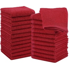 Utopia Towels - 24 Stück Seiftücher, 30x30 cm mit Aufhängeschlaufen, saugfähige Waschlappen zum Abwischen und Reinigen des Gesichts aus 100% Baumwolle (Rot)