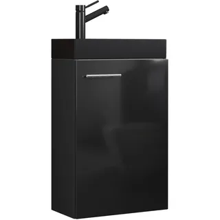 Mid.you Waschtischkombi , Schwarz , Metall , Sperrholz , 40.5 cm , hängend , Badezimmer, Waschbecken & Armaturen, Waschtische
