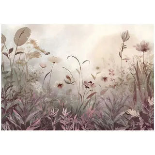 WallArena Fototapete Blumen Wiese Beige 250x175 cm