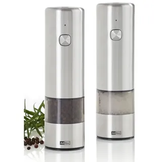 AdHoc Elektrische Pfeffermühle + Salzmühle i.MILL Edelstahl im Set 17 cm aufladb...