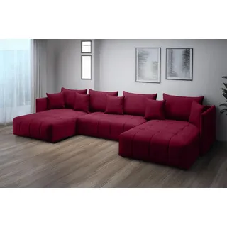 furmeb24 ASPEN U Ecksofa mit Schlaffunktion Bettzeugablage 346x188cm, U Form,