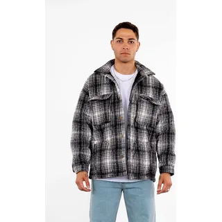 Lumberjacket Jacket Kapitone Herren Flanelljacke kariert Hemdjacke Holzfäller S Schwarz