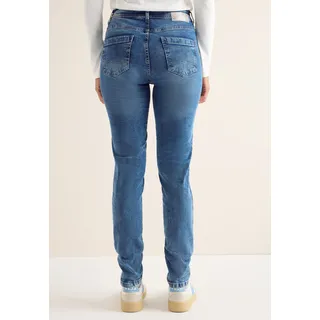 Cecil Slim-fit-Jeans CECIL "Style Toronto", Damen, Gr. 34, Länge 28, light blau washed, Denim/Jeans, Obermaterial: 98% Baumwolle, 2% Elasthan. Futter: 52% Polyester, 48% Baumwolle, slim fit lang, Jeans Slim-fit-Jeans, High Waist, im 5-Pocket-Stil