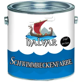 Halvar skandinavische 2 Komponenten Poolfarbe Schwimmbeckenfarbe für GFK/Kunststoff/Polyester mit Härter in Blau Weiß Grün Seegrün Anthrazitgrau Lichtgrau Grau Farbauswahl (1 L, Blau)