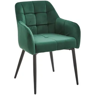 Livetastic Armlehnstuhl , Grün, Schwarz , Metall, Textil , Füllung: Schaumstoff , Rundrohr , 62x59x83 cm , Esszimmer, Stühle, Polsterstühle