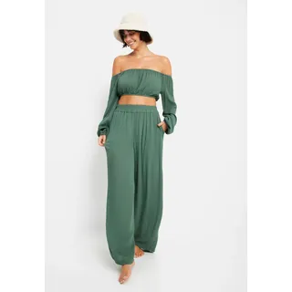 LSCN by LASCANA Carmenbluse in verkürzter Länge, olivgrün