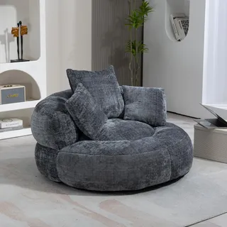 AIORBER Lazy Sofa Sitzsack mit hoher Rückenlehne, XXL Loungesessel aus Chenille, Gaming Sessel mit 3 Kissen, weich & bequem, Grau