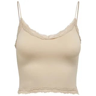Only ONLVicky Lace Seamless Cropped Top Beige L