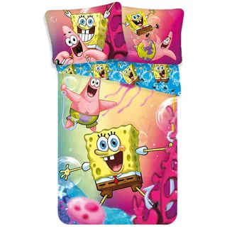 Jerry Fabrics SpongeBob BikiniBottom Mehrfarbig 140 x 200 cm + 70 x 90 cm