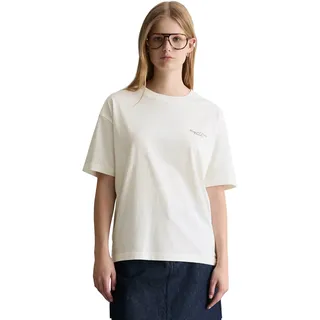 T-Shirt MARC O'POLO DENIM, Damen, Gr. M, silky weiß, Jersey, Obermaterial: 100% Baumwolle, relaxed fit normal, Rundhals, Shirts T-Shirt, Logo-T-Shirt relaxed aus Organic Cotton