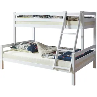 TICAA Etagenbett Maxim 140 x 200 cm Buche massiv weiß