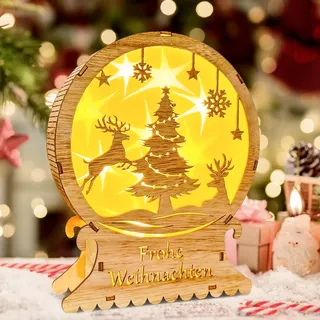 ACAREY Weihnachtsdeko Holz Beleuchtung, Weihnachtsdeko Innen LED Weihnachtsbeleuchtung Holz, Weihnachten Deko Weihnachtsstern Fensterbeleuchtung Holzsterne Advent Winter Tisch Holzdeko