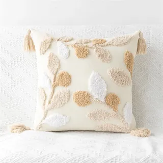 Boho Kissen, Kissenbezug Boho, Couch Polster, Dekokissen Beige Geometrisch Getuftet Kissenbezug Mit Tassel, 3D Plüsch Kissen Deko Schlafzimmer Für Auto Lendenkissen Nachttischkissen (#07-45x45cm)