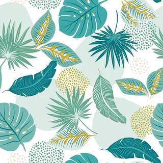 Douceur d'Intérieur, Tischdecke rund (Ø 160 cm) Plantania blau, PVC, Textilia