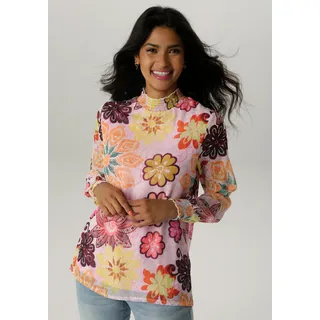 Aniston SELECTED Chiffonbluse mit Blumendruck und Smokbündchen, bunt