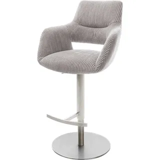 DeLife Barstuhl Yago-Flex Cord Silbergrau Drehfuß höhenverstellbar Edelstahl drehbar Taschenfederkern - Grau