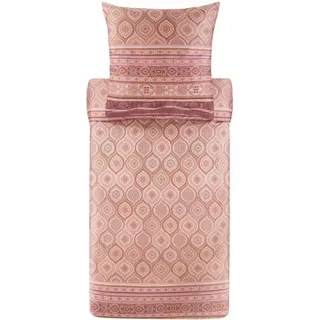 Bassetti Baumwollsatin-Bettwäsche-Garnitur HANBURY Farbe PUDERROSA P1 Größe 155x220+80x80  AL - Rosa