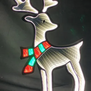Rentier Infinity LED 60 cm Holzständer Timer Weihnachtsdeko Dekofigur Tischdeko