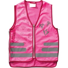 ROTH reflektierende Warnweste für Kinder mit coolem Design, größenverstellbar 5-8 Jahre (pink)