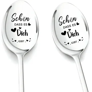 Geschenke für Beste Freundin Schön Dass Es Dich Gibt, 2 Stück Kaffeelöffel mit Gravur Geburtstagsgeschenk für Frau Frauen Mama Oma Schwester zum Ostergeschenke für Erwachsene Gastgeschenke