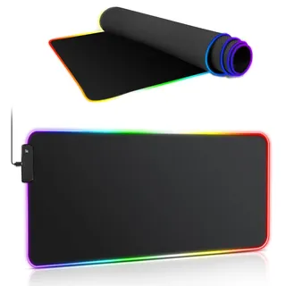 Gaming Mauspad RGB, Mousepad Gaming XXL Groß -800x300mm, 14 Beleuchtungs Modi, 7 LED Farben-Wasserdicht & Rtschfest, LED Mousepad Gaming Zubehör für Computer PC Gamer