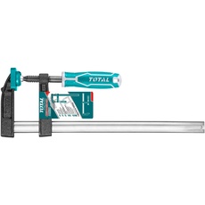 TOTAL - Tightening Sergeant | 250x50mm | Maximale Anzugskraft von 170 kg | Mit automatischem Entriegelungshebel | Für Tischlerarbeiten | Zum Halten von Teilen | Schwarzer Kunststoff