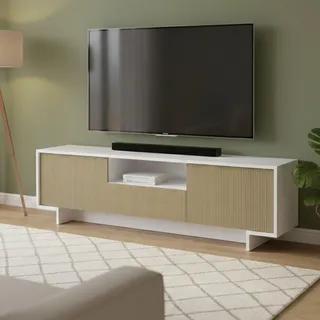 Dmora Andromeda TV-Lowboard 170 x 42 x 48 cm Weiß/Beige Holz/Spanplatte