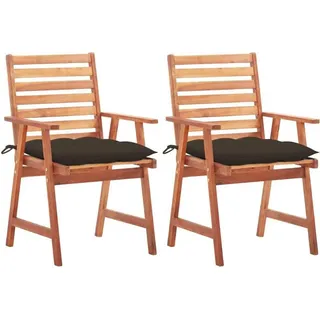 Garten-Essstühle 2 Stk. mit Kissen Massivholz Akazie - Taupe, Bunt