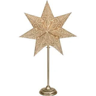 Best Season Standleuchte Stern "Antique Mini" Material: Metall / Papier, Farbe gold ,Höhe ca. 55 cm, 234-60 - Gold