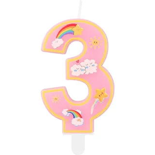 Regenbogen Zahl Geburtstagskerzen, Rosa Zahl 3rd Kerzen, Cartoon-Thema Geburtstagskerzen, Mädchen Jungen 3rd Geburtstag Dekor, Regenbogen Kuchen Kerzen Kuchen Topper für Jungen Mädchen Geburtstag