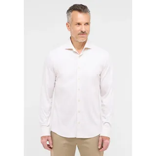 Langarmhemd ETERNA "SLIM FIT", Herren, Gr. 43, Normalgrößen, weiß (off, weiß), Jersey, 100% Baumwolle, schmal, Manschette, Hemden Langarmhemd, NON IRON (bügelfrei)
