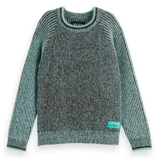 Scotch & Soda Regular Fit Contrast Raglan Pullover - Agate Green / Demitasse - 8 Jahre