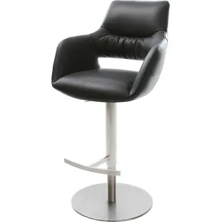 DeLife Barhocker Yago-Flex, Drehfuß höhenverstellbar Edelstahl Echt-Leder Schwarz drehbar Taschenf schwarz 60 cm x 119 cm x 58 cm
