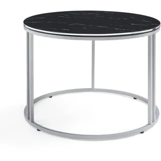 [en.casa] Couchtisch ’Aulum’ 50 x 70 cm Marmor, schwarz / Silber - Silber