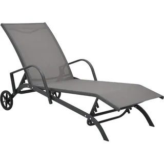 vidaXL Sonnenliegen 2 Stk. mit Tisch Textilene und Stahl - Grau