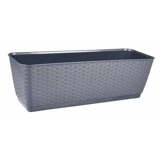 Blumenkasten 39cm Rattanoptik Untersetzer Balkonkasten Pflanzkasten Blumentopf