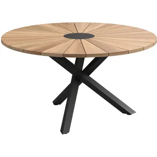 Ambia Garden Gartentisch , Naturfarben , Holz, Metall , Teakholz , rund , 150x75x150 cm , Holzmöbel, Holztische, Gartentische Holz