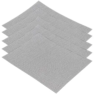 5 Stück Antihaft Gitter Grillmatte, Grillmatten set, 42 x 36 cm Teflon Netz Grillmatte, Wiederverwendbar, BBQ Grillmatte für Gasgrill, Holzkohle, Elektrogrill, Backofen, Kochen, Luftfritteuse