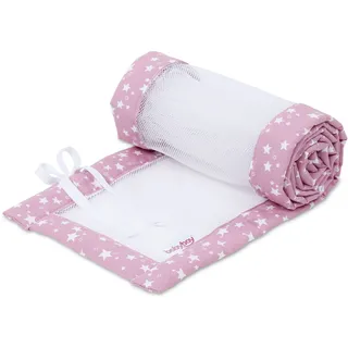 babybay Nestchen Mesh-Piqué / Bettumrandung für Beistellbett / Stoßschutz für Baby Bett, passend für Modell Maxi, Boxspring, Comfort und Comfort Plus, beere Sterne weiß
