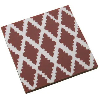 Set mit 4 Untersetzern aus Kunstharz in Rot und Weiß, 10 x 10 x 0,8 cm