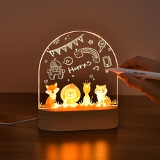 Bild von Personalisiertes Nachtlicht für Babys, Individuelle Nachttischlampe für Kinder USB Geschenke Kinder, Baby Geschenk zur Geburt für Mädchen Junge mit Animalprint, Acryl