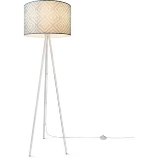 Paco Home Stehlampe »Trina Stella«, E27 Dreibein Modern Stofflampenschirm Vintage Design Textil Wohnzimmer, weiß