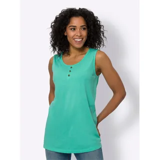 Longtop CLASSIC BASICS, Damen, Gr. 38, grün (blaugrün, meliert), 65% Polyester, 35% Baumwolle, meliert, Rundhals, Tops Longtop