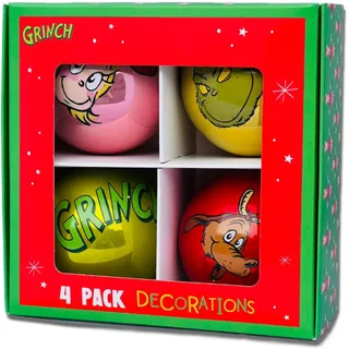 The Grinch Weihnachtskugeln zum Aufhängen an den Weihnachtsbaum, 4 Stück